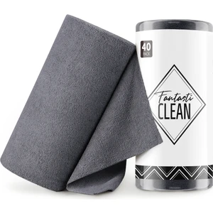Fantasti Clean Çok Amaçlı Rulo Mikrofiber Temizlik Bezi 30X30 40 Yapraklı Koyu Gri