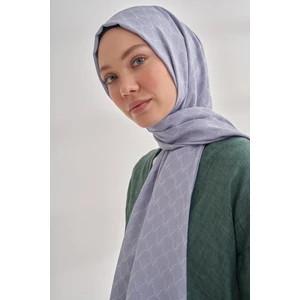 Zincir Desenli Cotton Monogram Şal - Gri