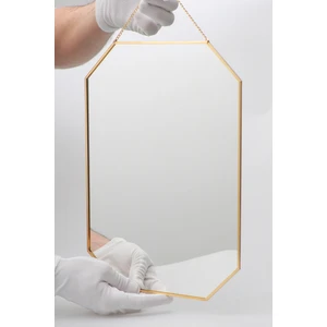El Crea Designs Ayna Dekoratif Duvar Askılı Iskandinav Tarzı Makyaj Banyo Bohem Dekorasyon Pirinç Gold Brass 35 x 25 cm