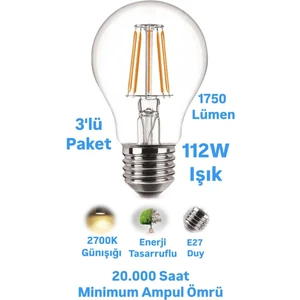 Horoz 15W Rustik LED Ampul Günışığı 1750 Lümen E27 Duylu Dekoratif Ampul Flamanlı