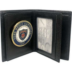 Deniz Kuvvetleri Cüzdan Yuvarlak Rozethakiki Deri