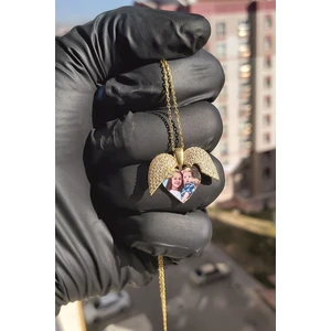 Özgür Takı 925 Ayar Gümüş 24 Ayar Altın Kaplama Açılır Kapanır Kalpli Resimli Kolye