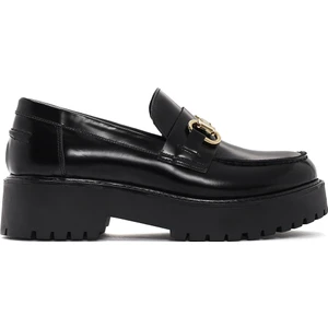 Kadın Siyah Toka Detaylı Kalın Tabanlı Deri Maskülen Loafer 25SFD180222