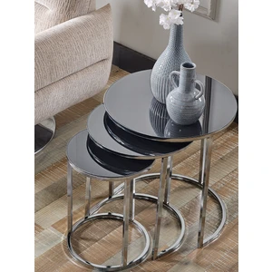 Sedaş Living Units Füme Aynalı Gümüş Metal Ayaklı Zigon Sehpa Zigon-Sedaş-Lüx