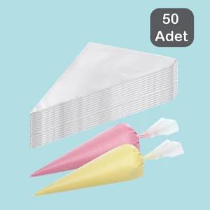 Tek Kullanımlık 50 Adet Krema Poşeti Kek Pasta Süsleme  Krem Şanti Sıkma Torbası