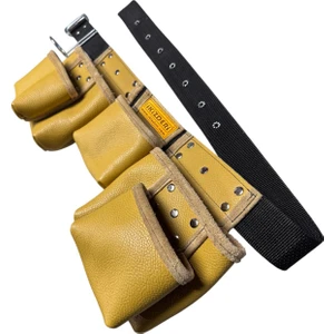 İKİZ DERİ 5 Bölmeli Hakiki Deri Çivi Önlüğü Sarı