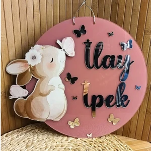 Baskıcı Amca Tavşan Figürlü Kapı Süsü