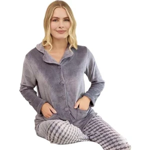 Aydoğanlar Kadın Wellsoft Peluş Önü Düğmeli Pijama Takımı 240700
