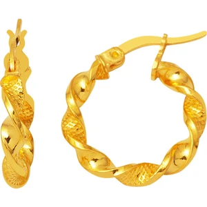 22 Ayar Kalemli Burgu Halka Altın Küpe Orta Boy