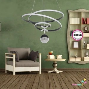 3 Renk Yanabilen Şeker Top Aksesuarlı Modern Ledli Avize