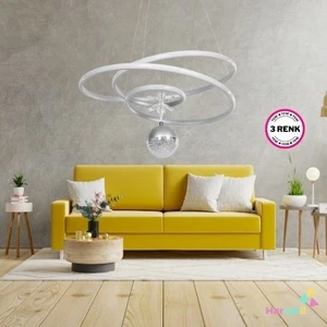 3 Renk Yanabilen Şeker Top Aksesuarlı Modern Ledli Avize