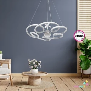 3 Renk Yanabilen Şeker Top Aksesuarlı Modern Ledli Avize