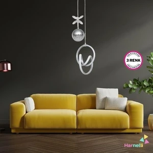 3 Renk Yanabilen Şeker Camlı Modern Ledli Avize