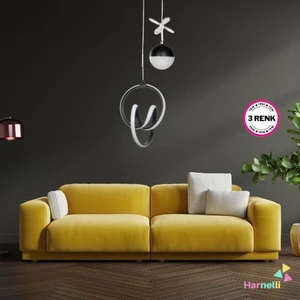 3 Renk Yanabilen Şeker Camlı Modern Ledli Avize