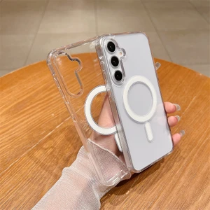 Samsung Galaxy S23 Uyumlu Kılıf Şeffaf Magsafe Şarj Özellikli Arkası Sert Kenarları Silikon Kapak