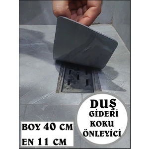 Kötü Koku Önleyici Uzun Duş Gideri Silikon Mat Duş Gideri Kapağı Tıpası Böcek Önleyici GRİ 40 cm X 11 cm