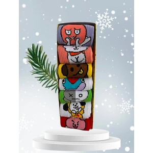 Çorap Dünyam 7”li  Kutulu Bts Emoji Karakterleri Neşeli Kolej Tenis Çorap