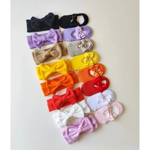 Kız Çocuk Bebek 1 Adet Fiyonklu Bandana ve 1 Adet Babet Çorap Seti (Lütfen Renk Seçiniz)