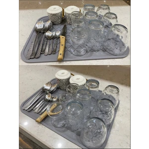 Silikon Bulaşık Kurutma Matı Büyük Boy Tezgah Üstü Kuruluma Matı Bulaşık Yıkama Matı 40 x 30 cm