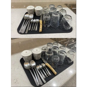 Silikon Bulaşık Kurutma Matı Büyük Boy Tezgah Üstü Kuruluma Matı Bulaşık Yıkama Matı 40 x 30 cm