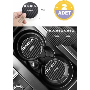 Kocamın Tasarımı Dacia Lodgy Yazılı Karbon Bardak Altlığı Dacia Armali Lodgy Için Spor ve Şık 7 cm 2 Adet Tasarım