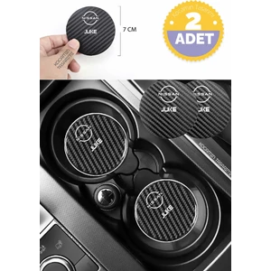 Nissan Juke Modeline Özel Siyah Karbon Bardak Altlığı Nissan Armali Juke 2 Adet 7 cm Spor Şıklığı Için