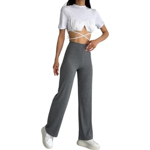 Looksense Kadın Kaşkorse Yüksek Bel Bol Paça Fitilli Tayt 01034