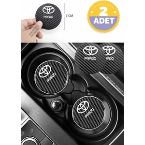 Toyota Prado Modeline Özel Siyah Karbon Bardak Altlığı Toyota Armali Prado 2 Adet 7 cm Spor Şıklığı Için