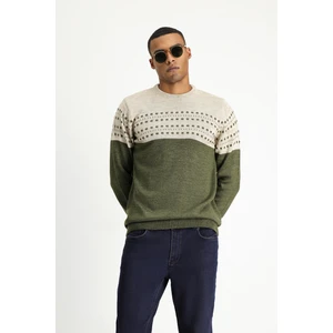 Bisiklet Yaka Slim Fit Dar Kesim Desenli Triko Kazak