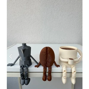 Kahve Köşesi Sevimli Biblo Seti 3lü, Kahve Çekirdeği, Kahve Kupası, Moka Pot, Coffee Set 8 cm -6 cm -6 cm  Neşeli Biblolar