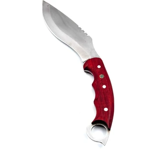Kamp Outdoor Kukri Bıçak 35 cm Hediye Işlemeli Deri Kılıf Paslanmaz Çelik