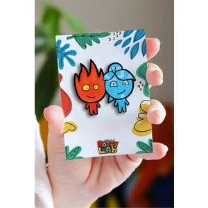 Rozzy Lab Ateş ve Su Fire And Water Pin - Rozet - Ahşap - Broş - Yaka Çanta Aksesuar