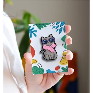 Rozzy Lab Süslü Kedi - Rozet - Broş - Yaka Çanta Aksesuar