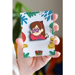 Rozzy Lab Gravity Falls Mabel Gözlük Pin - Rozet - Ahşap - Broş - Yaka Çanta Aksesuar