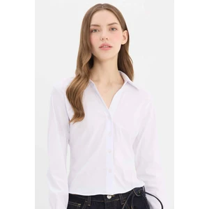 Fitted Bengalin Dokuma Basic Beyaz Gömlek Y3128AZ25SP