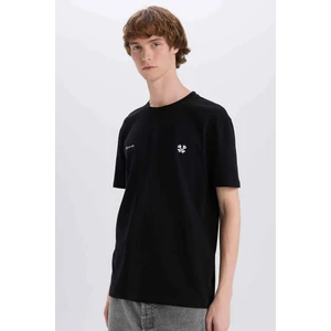 %100 Pamuk Regular Fit Bisiklet Yaka Baskılı Kısa Kollu Tişört C2117AX25SM