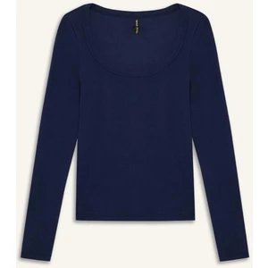 Slim Fit Dar Kesim Basic Düz Fitilli Kaşkorse Uzun Kollu Tişört E5768AX25SP