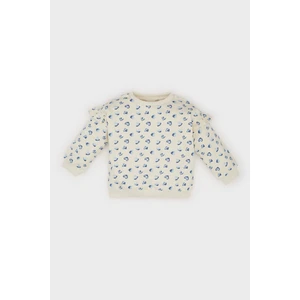 Kız Bebek Bisiklet Yaka Kalp Desenli Sweatshirt E0197A525SP