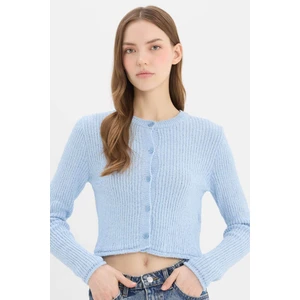 Slim Fit Dar Kesim Bisiklet Yaka Düğmeli Triko Hırka E4613AX25SP