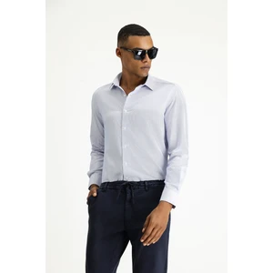 Uzun Kol Slim Fit Dar Kesim Klasik Desenli Pamuklu Kolay Ütülenebilir Gömlek