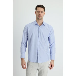 Uzun Kol Slim Fit Dar Kesim Klasik Çizgili Pamuklu Kolay Ütülenebilir Gömlek