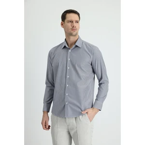 Uzun Kol Slim Fit Dar Kesim Klasik Çizgili Pamuklu Kolay Ütülenebilir Gömlek