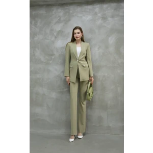 Blazer-Ceket-Pantolon-Alt Üst Takım Tek Düğmeli Cepli