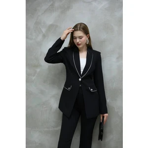 Blazer-Ceket-Pantolon-Alt Üst Takım Tek Düğmeli Cepli