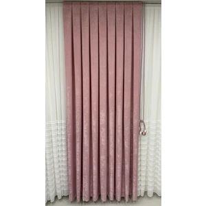 Fon Dünyası Kadife Dokulu Lüks Fon Perde Pudra Sık Pile (Tek Kanat)