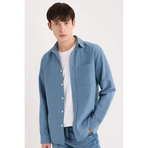 Regular Fit Çizgili Pamuklu Uzun Kollu Gömlek E1944AX24AU