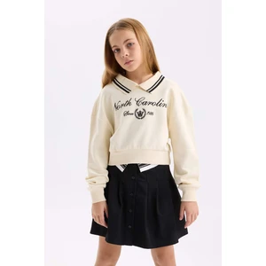 Kız Çocuk Relax Fit Polo Yaka Baskılı Sweatshirt D0702A824AU