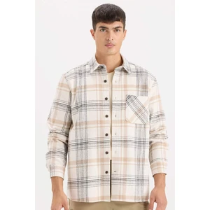 Regular Fit Polo Yaka Kareli Flanel Uzun Kollu Gömlek E2763AX24WN