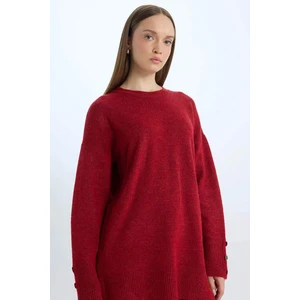 Regular Fit Bisiklet Yaka Basic Düz Kazak Tunik