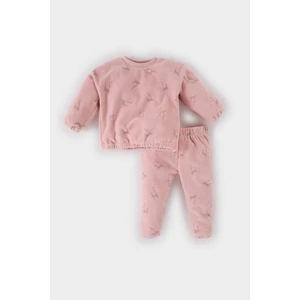 Kız Bebek 2'li Takım Bisiklet Yaka Desenli Sweatshirt Beli Lastikli Alt D7253A524WN
